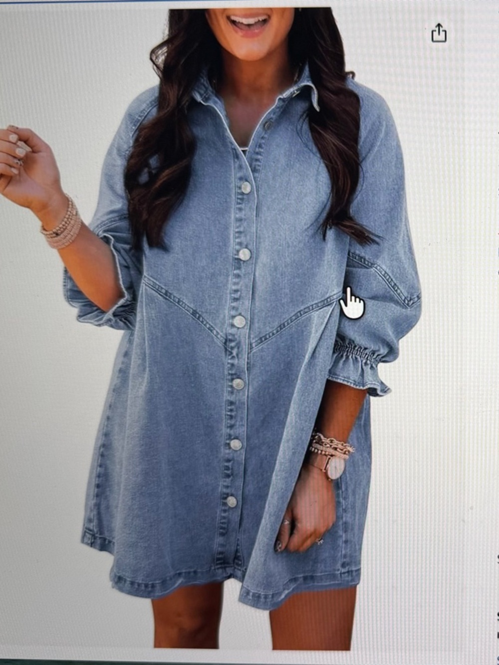 Sidefeel Sky Blue Denim Midi Dress - Button-Down Smock